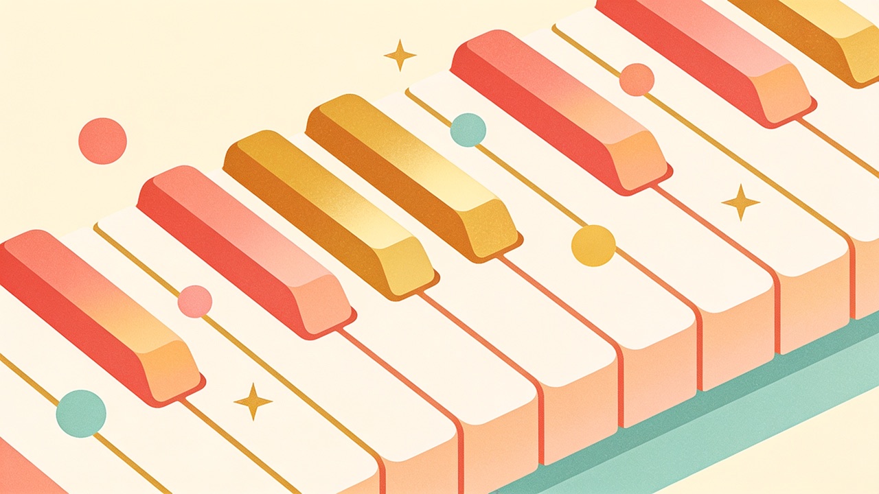 Flat illustration for Easy Piano Songs for Beginners: 12 Real Pieces