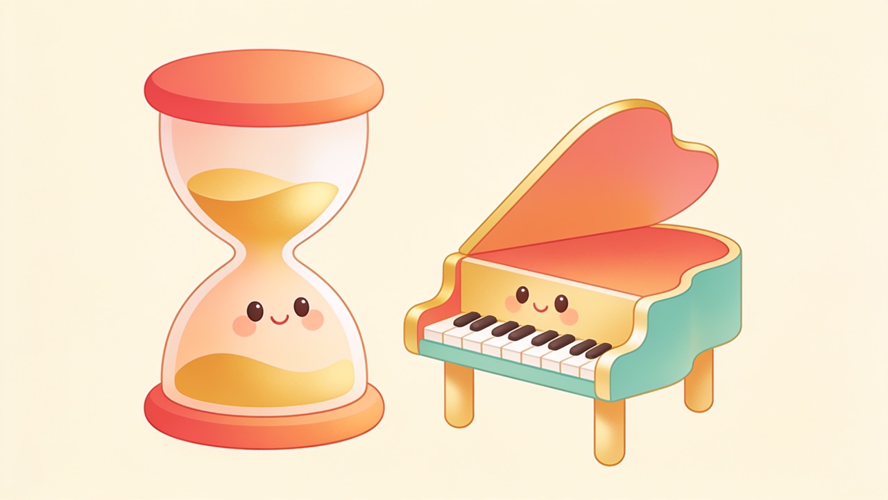 Flat illustration for How Long Does It Take to Learn Piano?