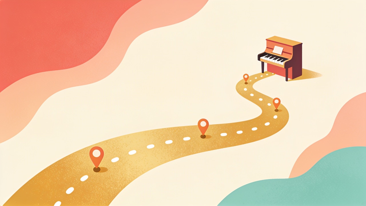 Flat illustration for How to Learn Piano: A Beginner's Roadmap
