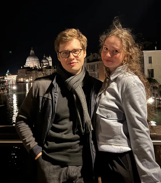 Eugene and Kseniia in Venice at night