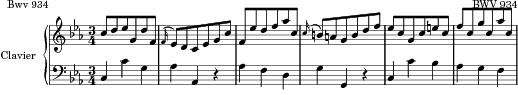 Little Prelude in C minor, BWV 934 score preview