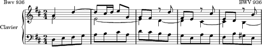 Little Prelude in D major, BWV 936 score preview