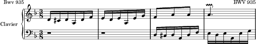 Little Prelude in D minor, BWV 935 score preview