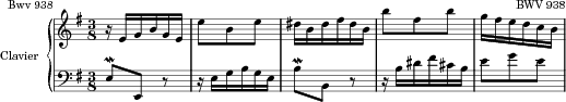 Little Prelude in E minor, BWV 938 score preview