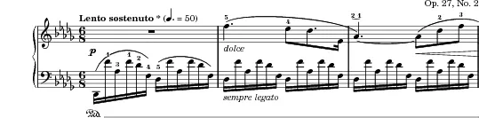 Nocturne in D-flat major, Op. 27 No. 2 score preview