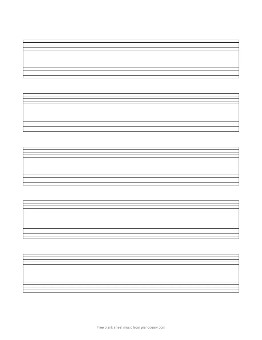 Piano staff paper without clefs, first page