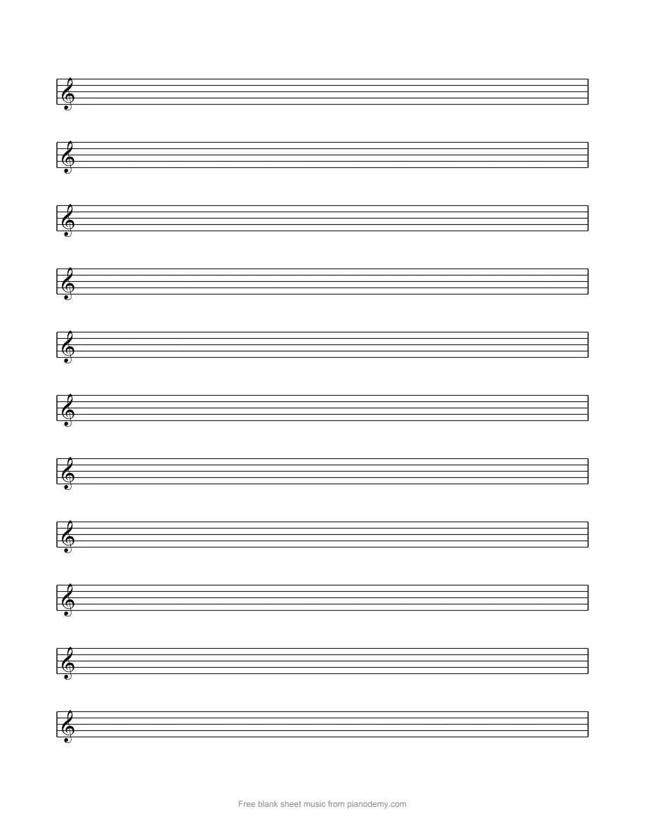 Treble staff paper, first page